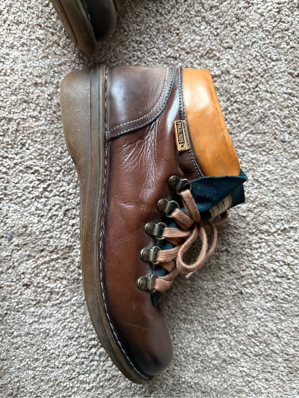 PIKOLINOS woman’s  Brown Leather Boots with Navy Tongue hiking boots - Picture 9 of 9
